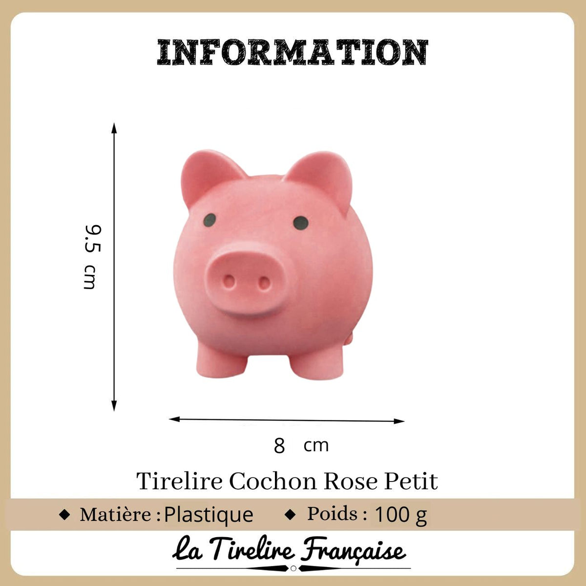 Tirelire cochon rose en plastique incassable • La Tirelire