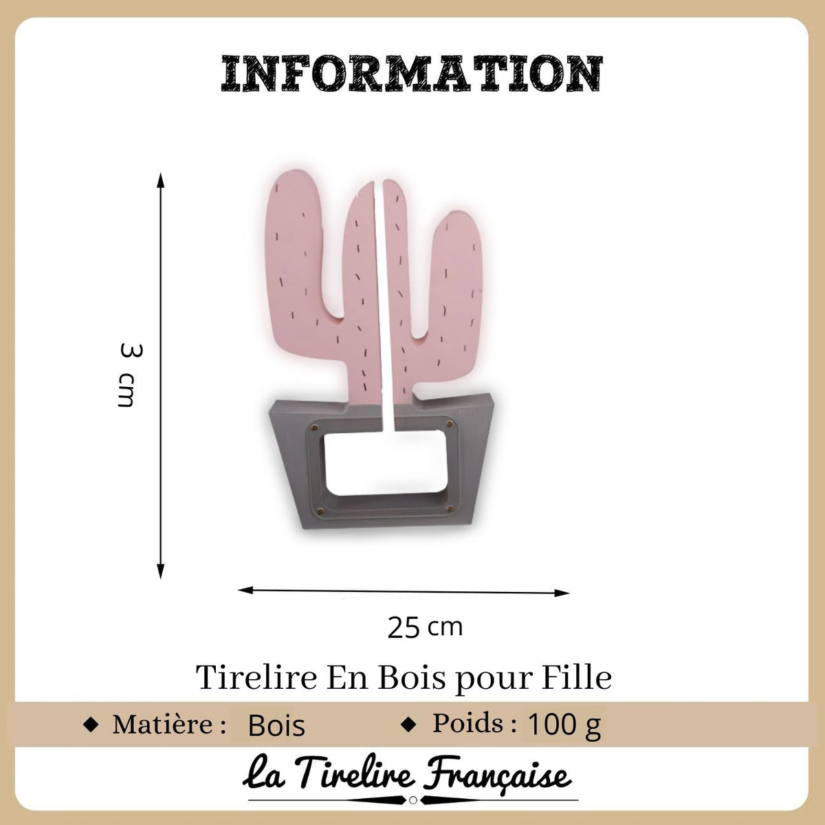 Tirelire enfant garçon - fille - tirelire adulte en bois - 15 cm