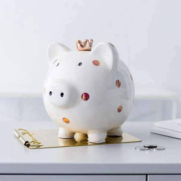 Tirelire Cochon En Céramique XXL - Avec Marteau Et Enclume, Rose/Argent, Pour Épargne Et Décoration